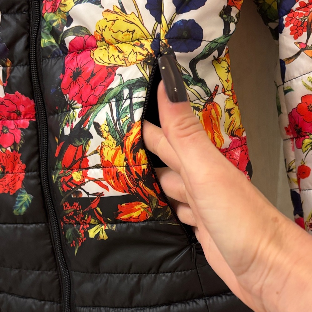Lucy Paris Floral Puffer Jacket - Black and Multicolor - Picture 5 of 5